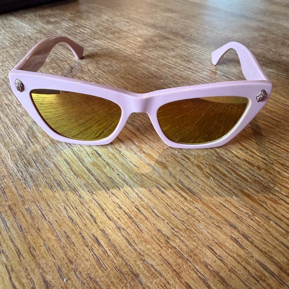 Kurt Geiger Pink Cat Eye Sunglasses with Gold Tint Lenses